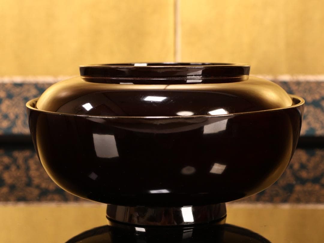 BK414　時代輪島塗　竹鶏図金蒔絵　吸物鶏　二客　木製　茶道具 懐石 会席