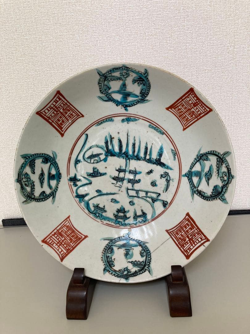明時代 呉須赤絵大皿