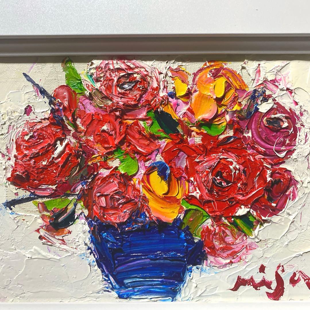 題名【　バラ　　】◾️油彩画　SMサイズ◾️兼田美佐子　原画　本物