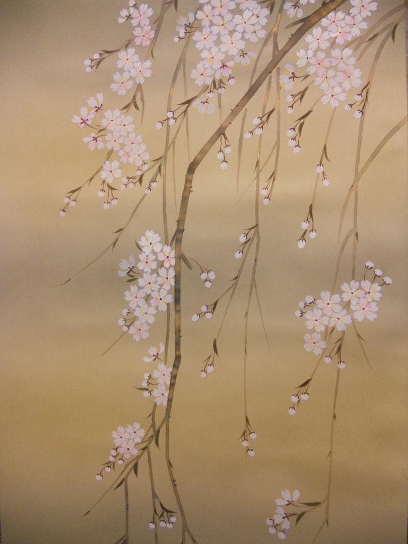 掛け軸 一鳳 『 桜 』 絹本 希少 軸装 茶道具 掛軸 美品 です。