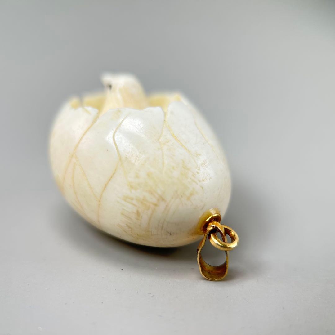 鳥付き彫刻極上根付天然素材アンティーク骨董飾り物古美術置物細密細工