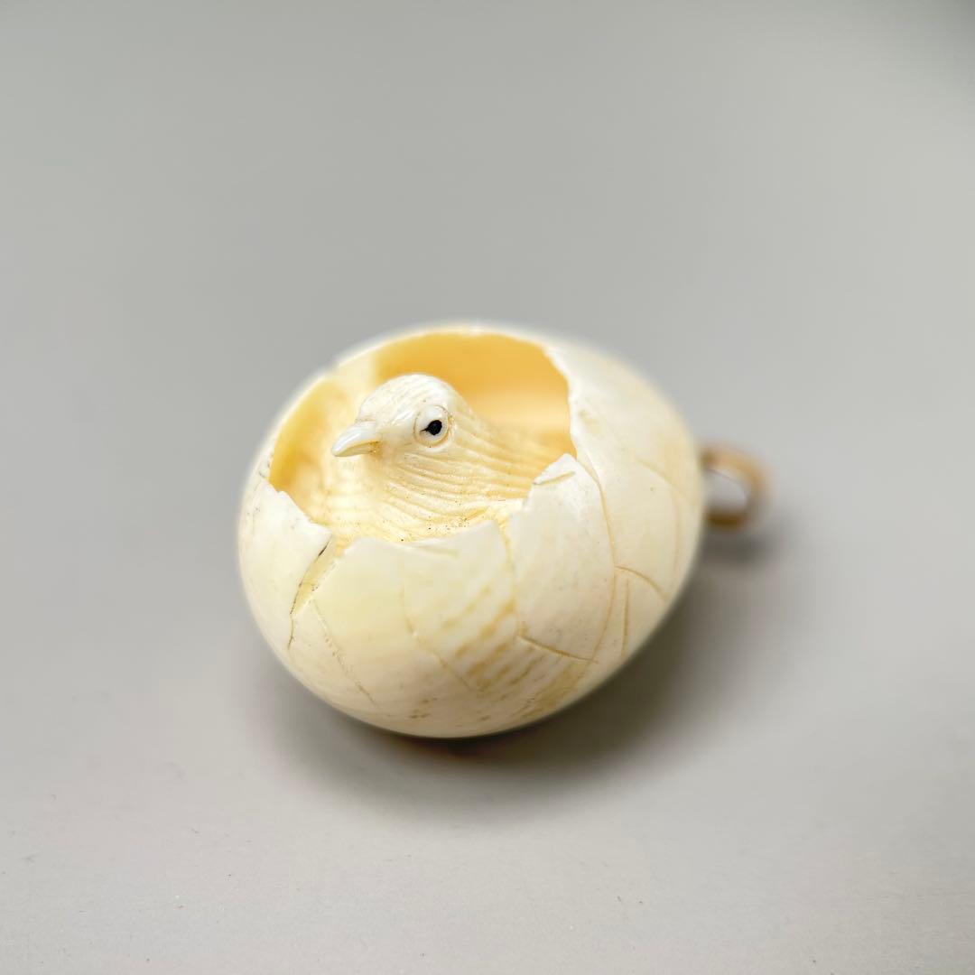 鳥付き彫刻極上根付天然素材アンティーク骨董飾り物古美術置物細密細工