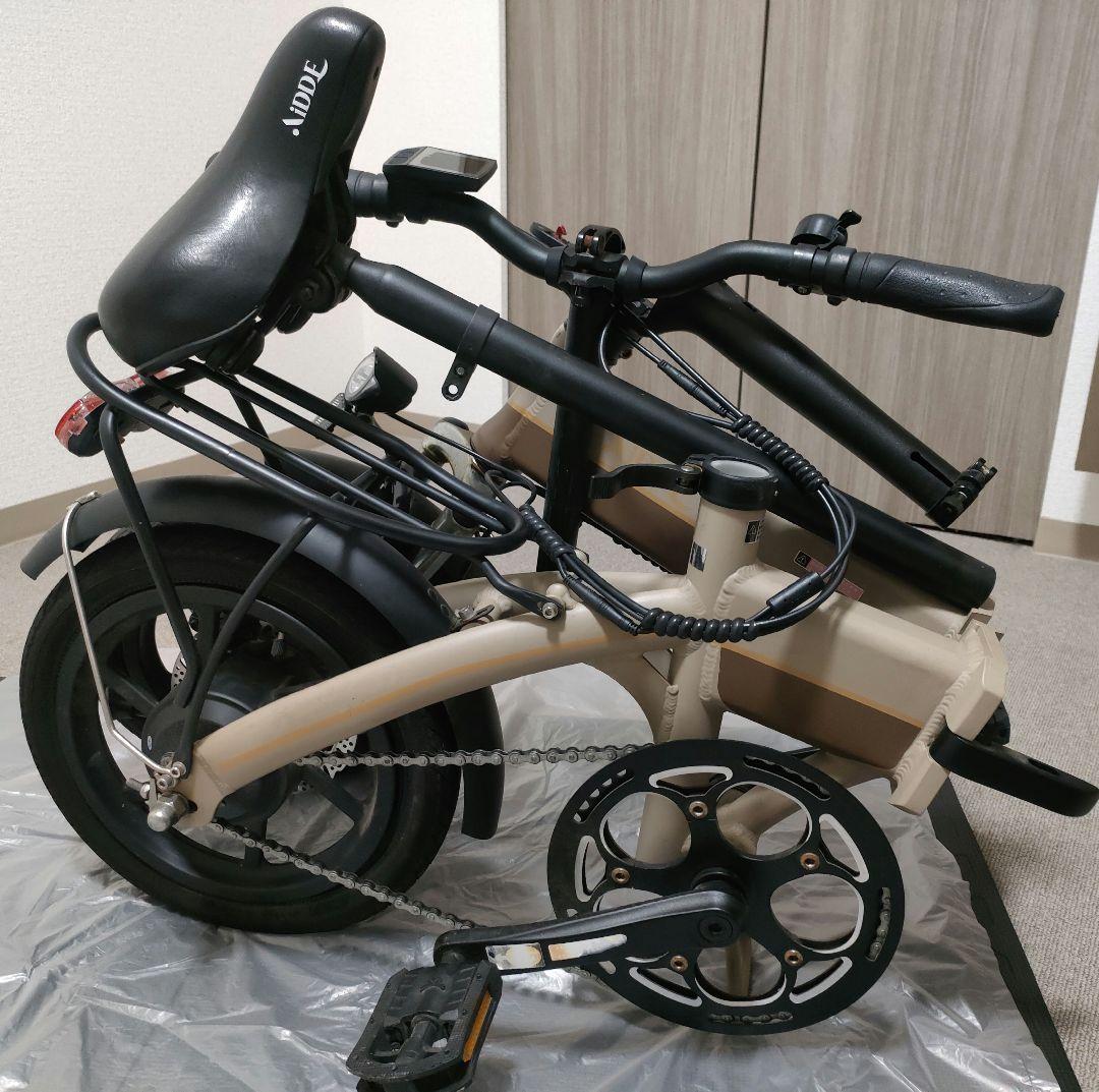 AiDDE：折畳み電動アシスト自転車_14インチ/後輪パンク/送料込/おまけ付