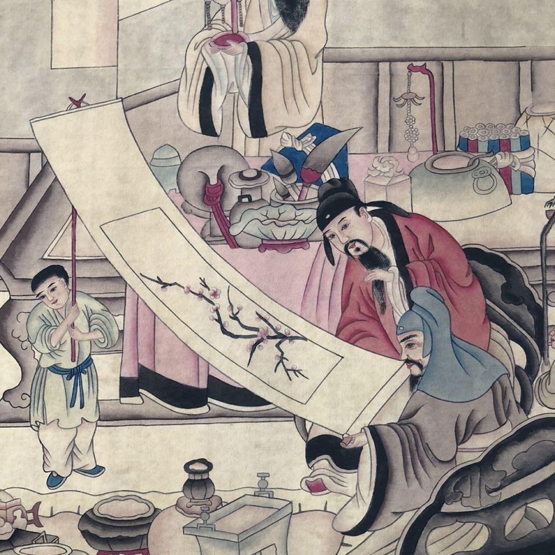 趙孟頫 賞梅図 掛け軸 三尺中堂 人物画 表装済 サイズ：174×77cm