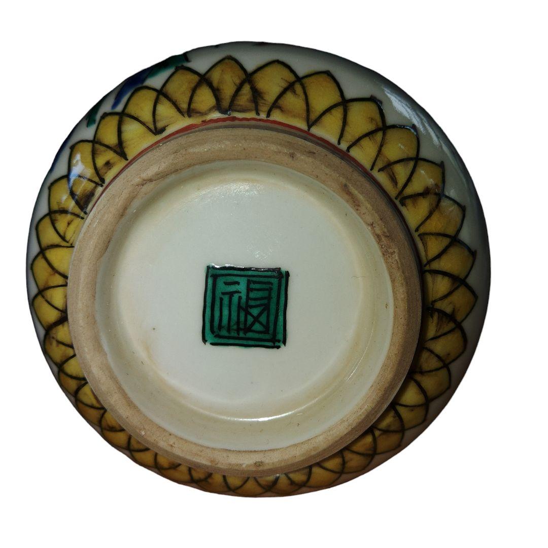 九谷焼　角福　鳥草花文瓢箪形花瓶