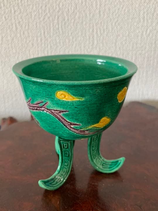 茶道具/泉香立/交趾手龍文泉香立/平安妙見作-XG-5