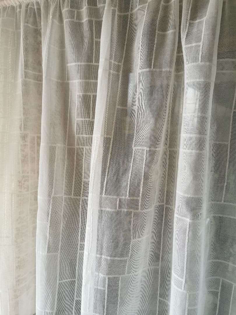 アンティーク ノッティンガムマドラスレース カーテンパネル 四角❐長方形モチーフ