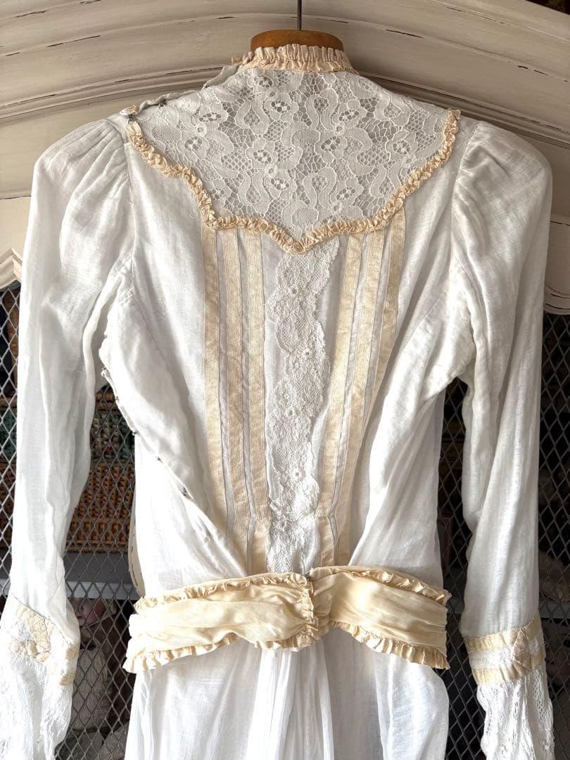 フランスアンティーク　ティードレス　デイドレス　ヴィクトリアン　エドワーディアン