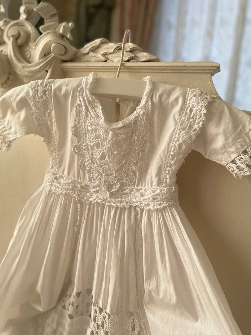˚✧₊⁎ 手編みレースのアンティークベビードレス⁎⁺˳✧༚ フランスアンティーク