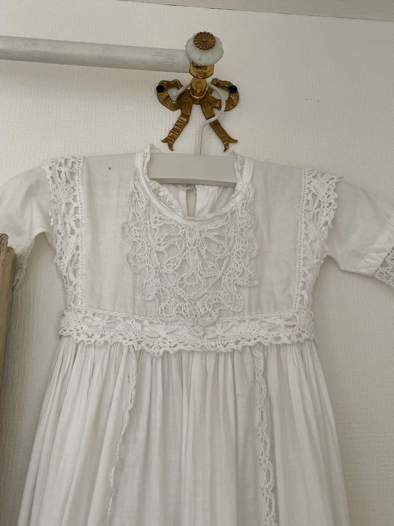 ˚✧₊⁎ 手編みレースのアンティークベビードレス⁎⁺˳✧༚ フランスアンティーク