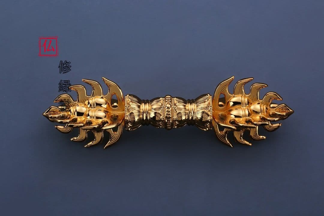 【修縁堂】密教法具 真言宗 法器 宝珠鈴宝珠杵金剛盤三点セット 真鍮製