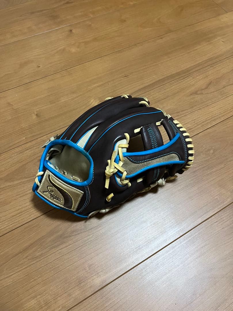 特注 軟式野球グローブ 黒/青/ベージュ