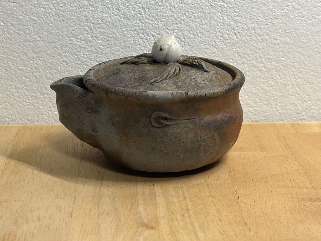 71.備前焼 宝瓶 登り窯 白桃 はくとう 桃 もも モモ 手びねり 急須