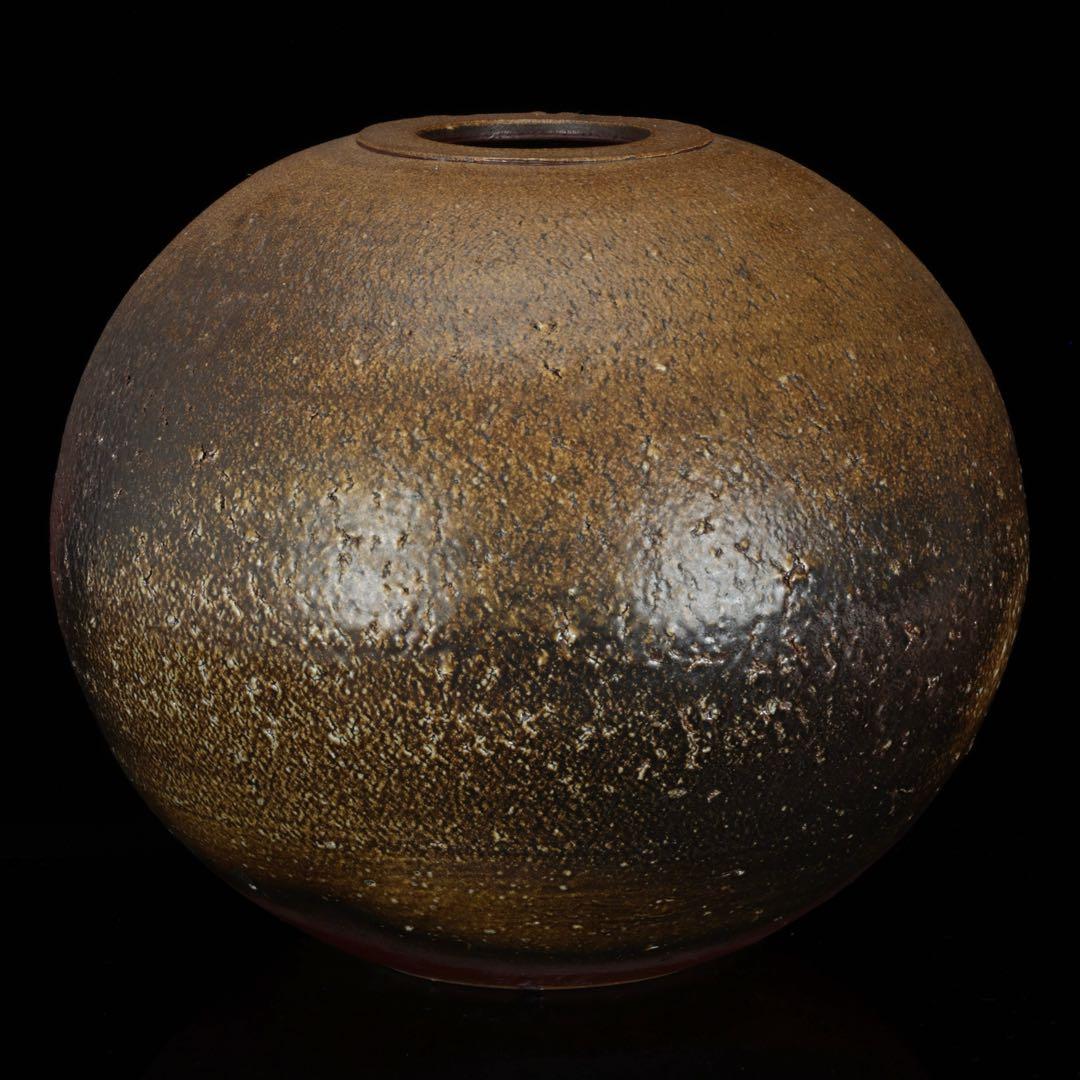 松井興之 備前焼 特大飾壺 在銘 栞 共箱付 花瓶 花器 花入 古美術 骨董品