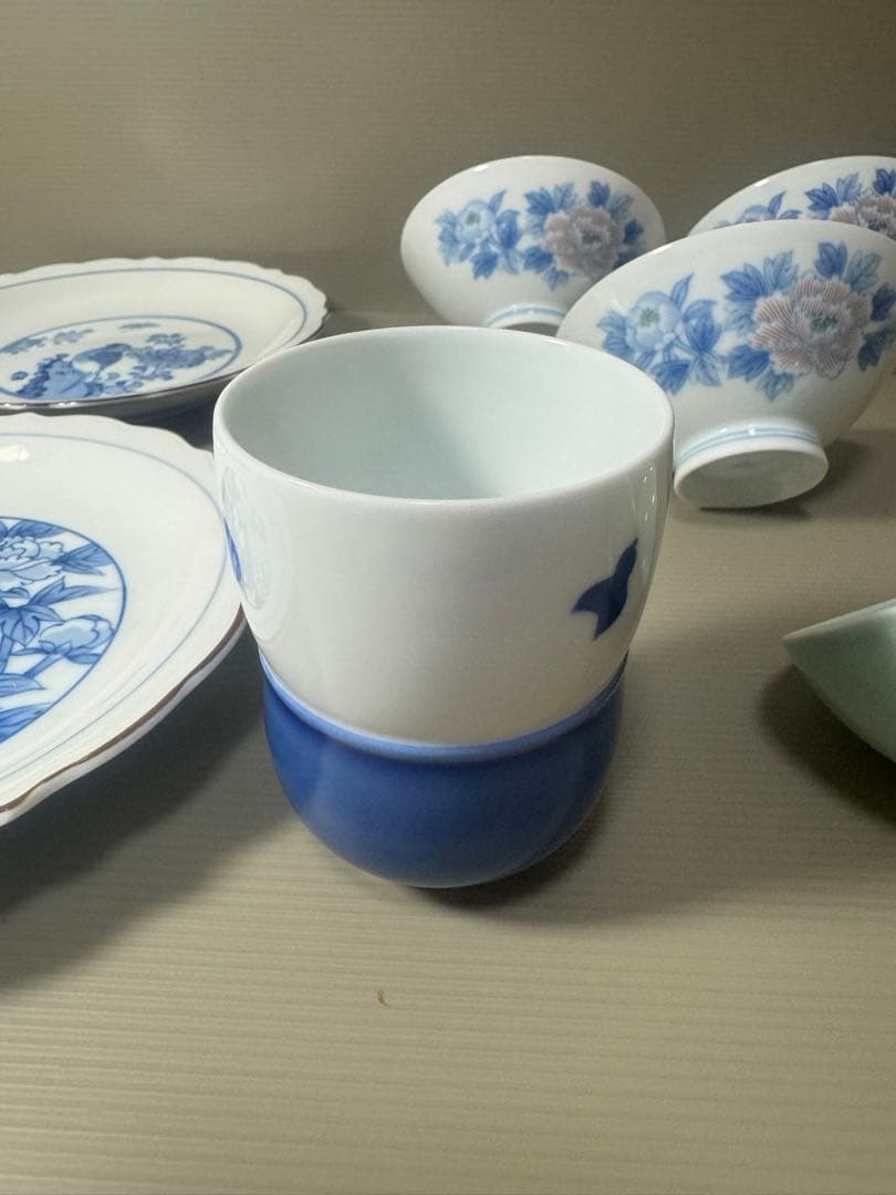 2082 深川製磁　まとめ売り　皿2客　碗4客　湯呑1客