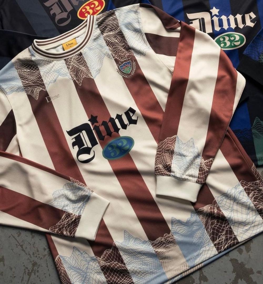 新品タグ付 Dime ダイム ゲームシャツ L Rust サッカーシャツ ロンt