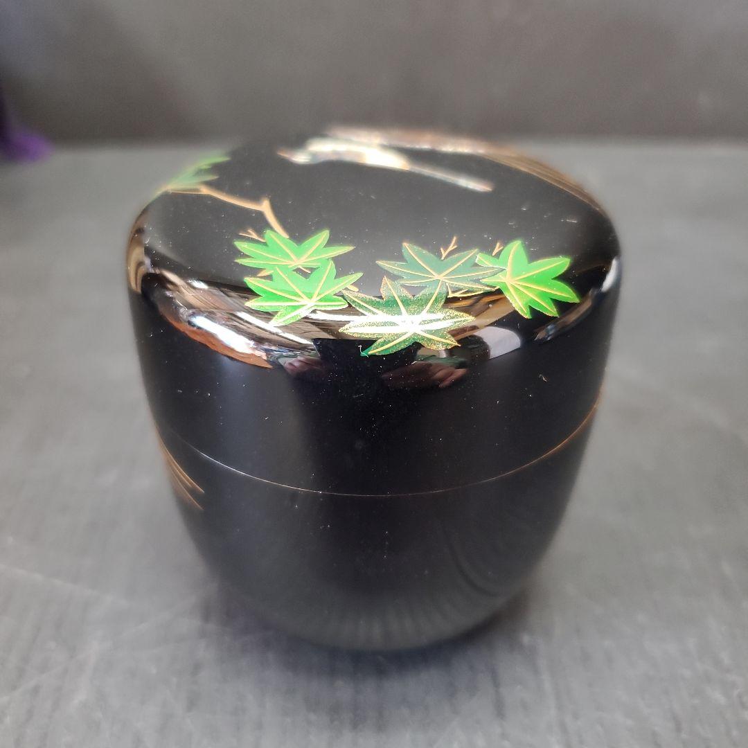 宗利 鶺鴒蒔絵 中棗 螺鈿 茶道具 煎茶道具 共箱　110