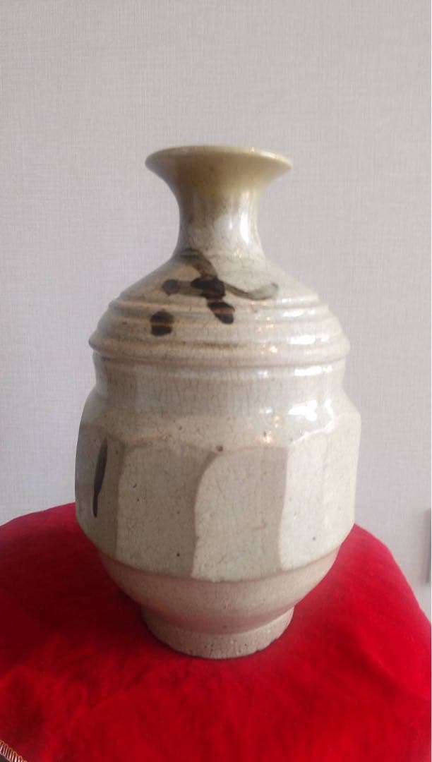 李朝白磁鉄絵面取徳利