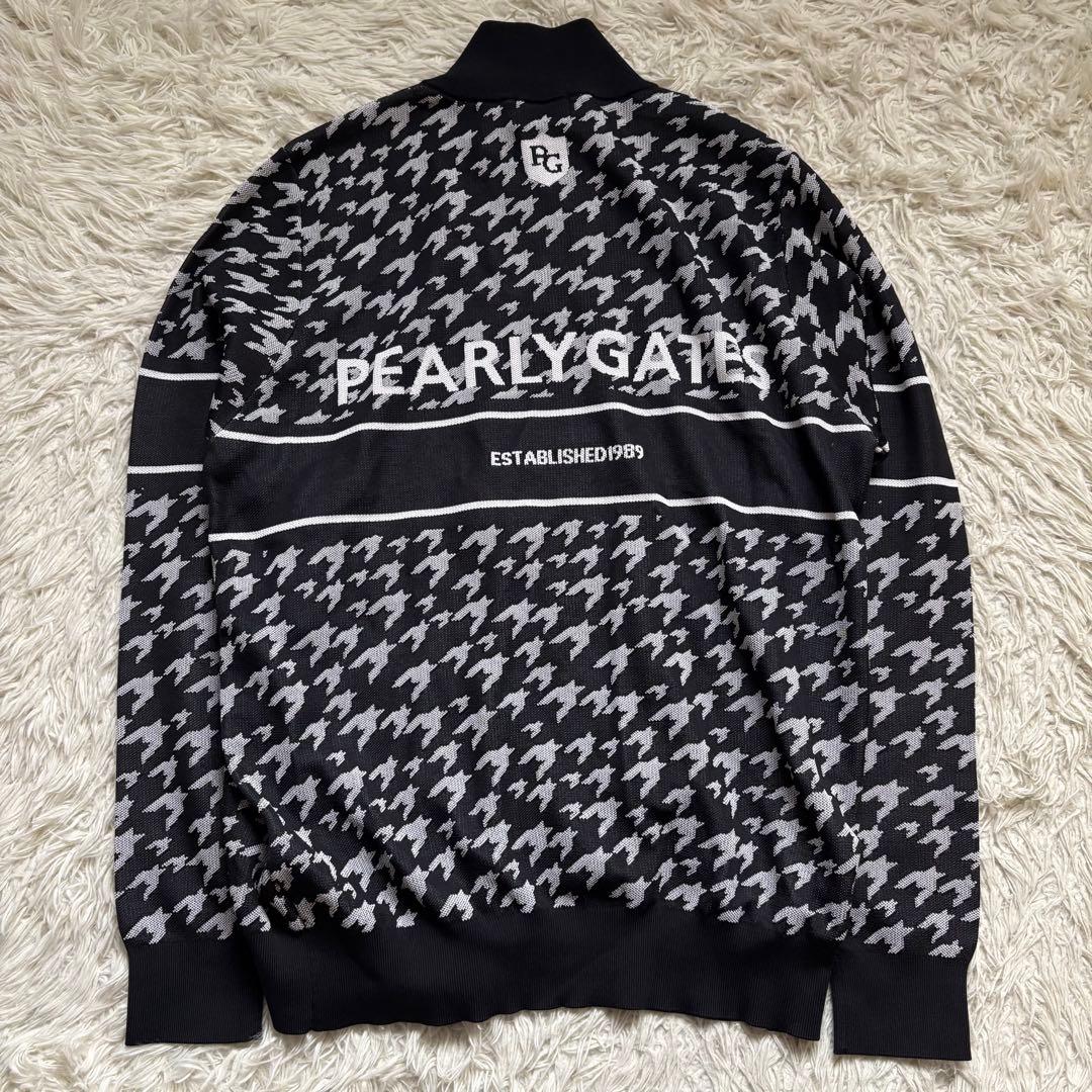 極美品　パーリーゲイツ　XL 光栓ポリエステル フルジップジャケット 千鳥柄