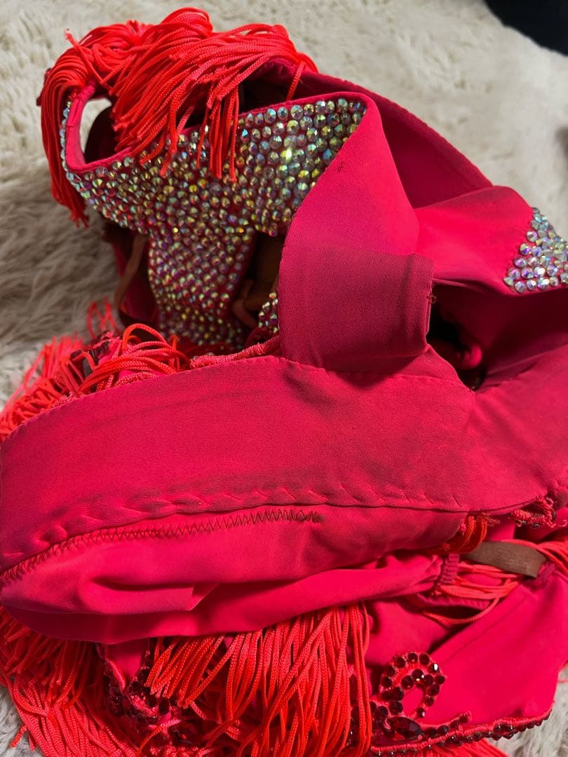 私の誕生日お値引き⭐️赤いフリンジ　ラテンドレス