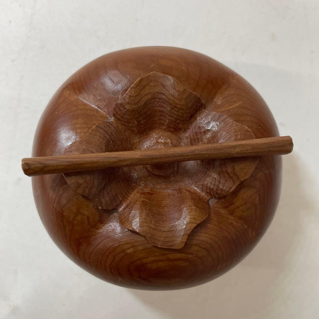 木製 香合 太江勝山作 香道具 茶道具 一位の木で一刀彫りです 柿【IR-16】