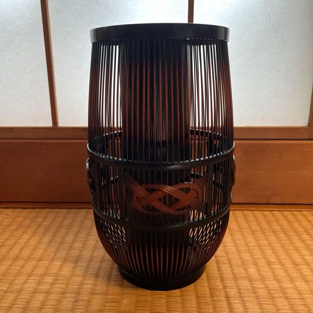 新品 花瓶 花器 【駿河竹千筋細工 伝統工芸】 竹製 茶道具 豪華編み込み模様