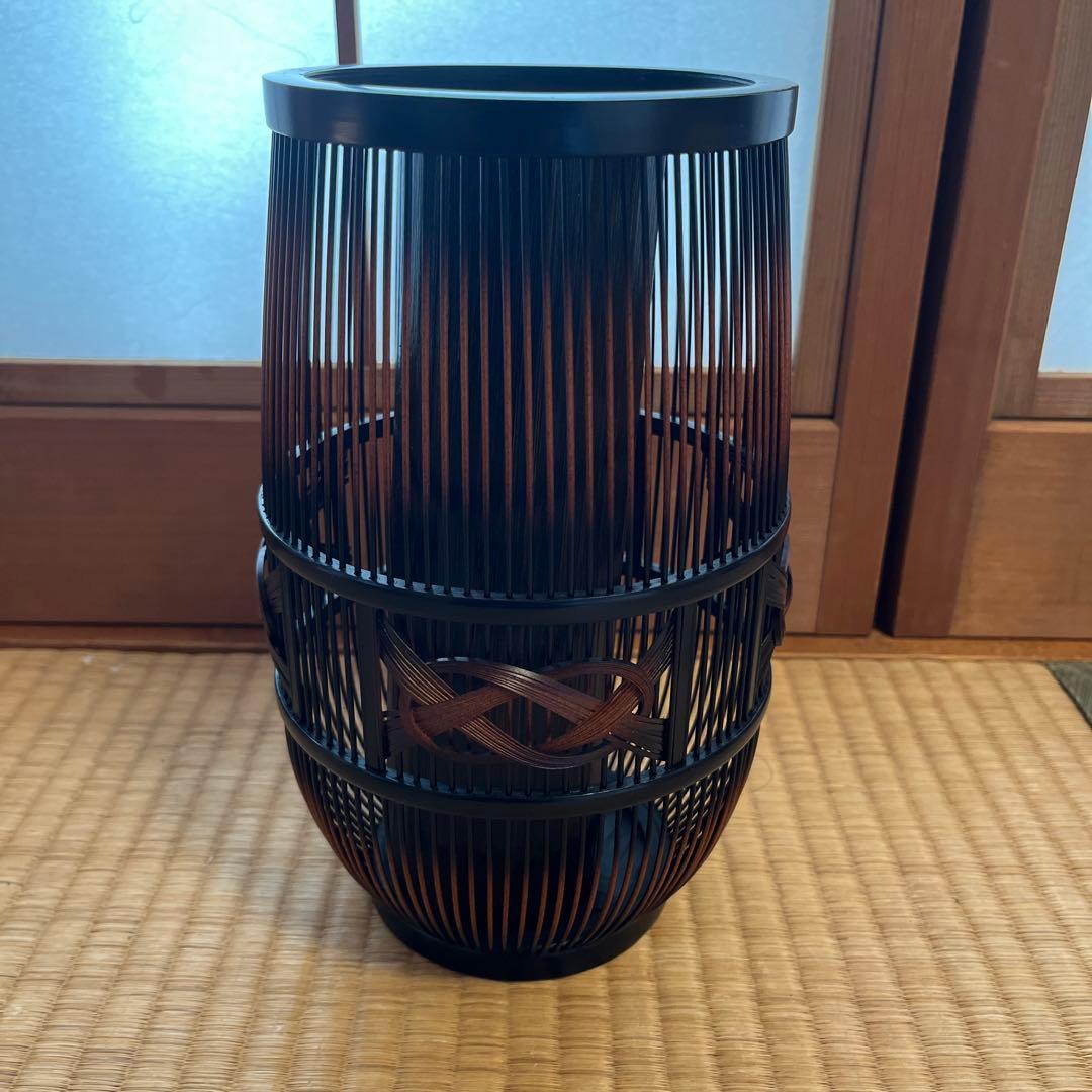 新品 花瓶 花器 【駿河竹千筋細工 伝統工芸】 竹製 茶道具 豪華編み込み模様