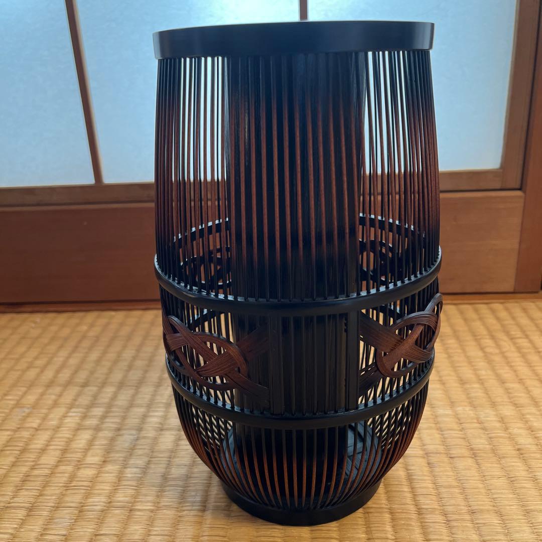 新品 花瓶 花器 【駿河竹千筋細工 伝統工芸】 竹製 茶道具 豪華編み込み模様