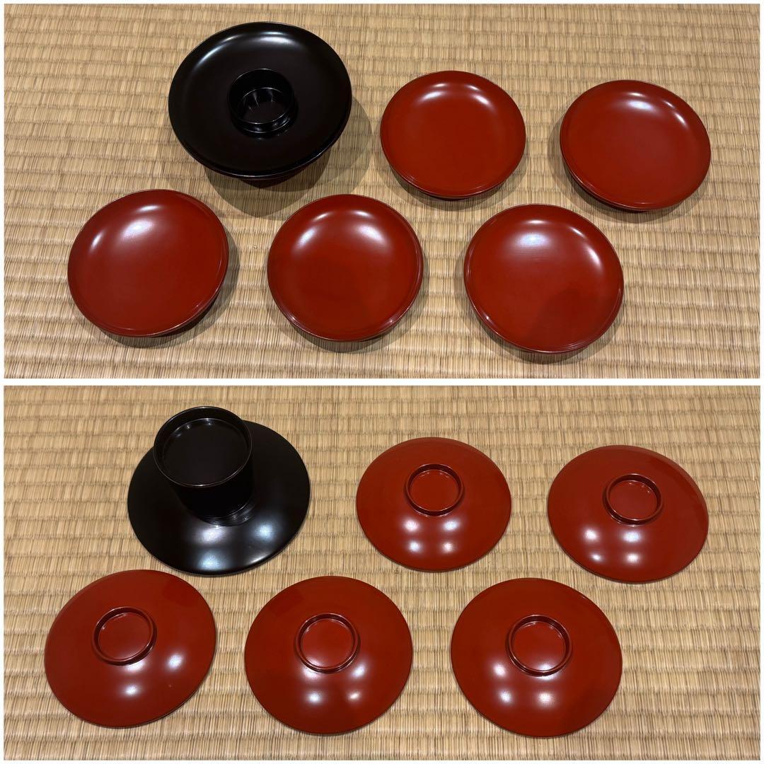 輪島塗 塗師 角藤弘悦 懐石道具 五客揃 共箱 引き盃 盃台 椀 茶懐石一式