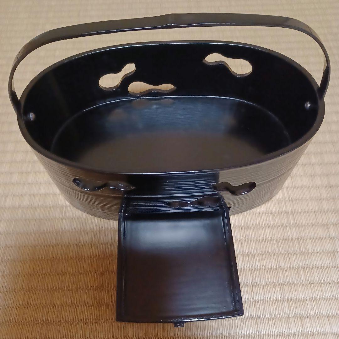 一閑塗　六瓢透　手付　莨盆　鵬雲斎好　裏千家　茶道具　漆器　漆芸　木製　⑪