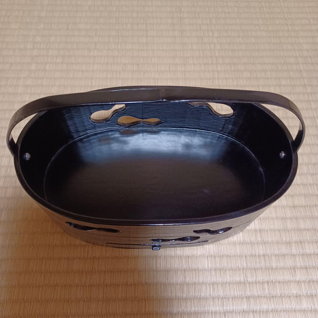 一閑塗　六瓢透　手付　莨盆　鵬雲斎好　裏千家　茶道具　漆器　漆芸　木製　⑪