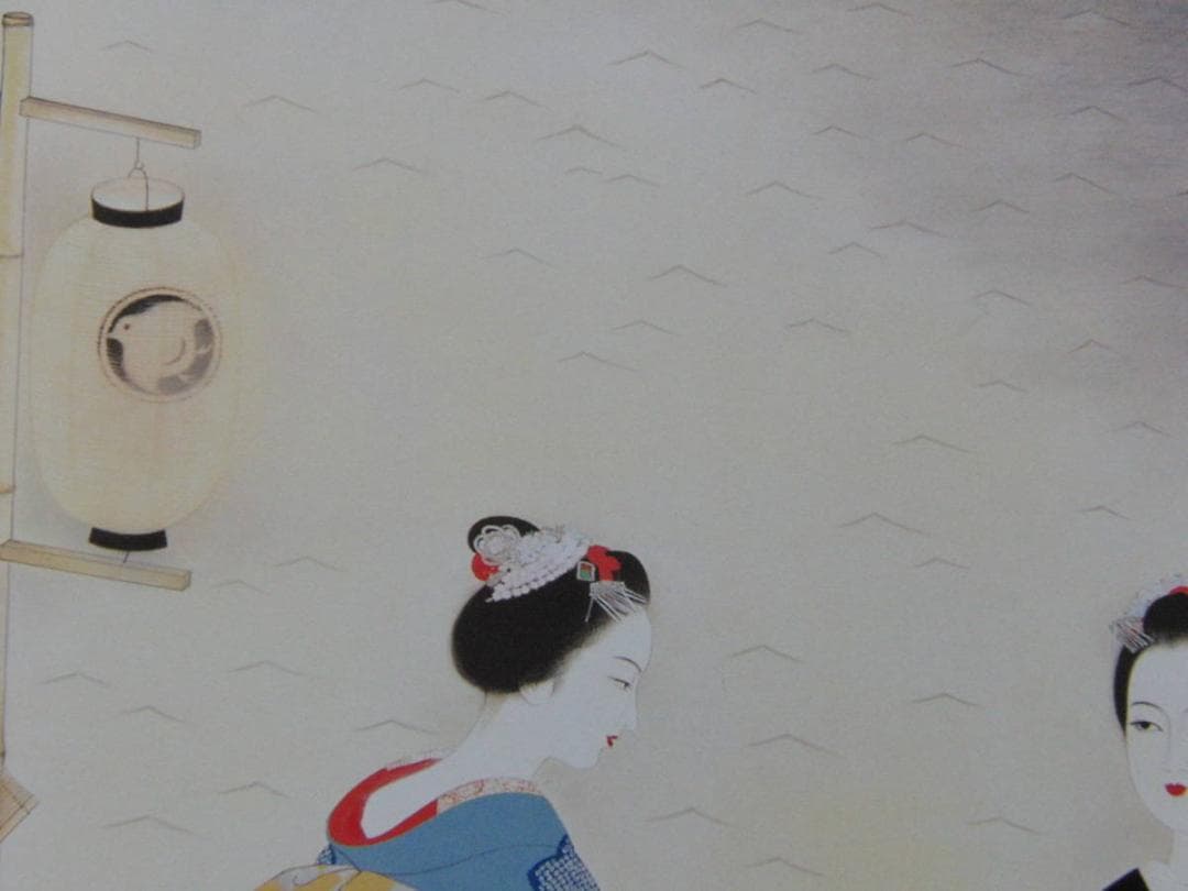 高木義夫、【床涼み】、希少な額装用画集より、新品額装付、状態良好