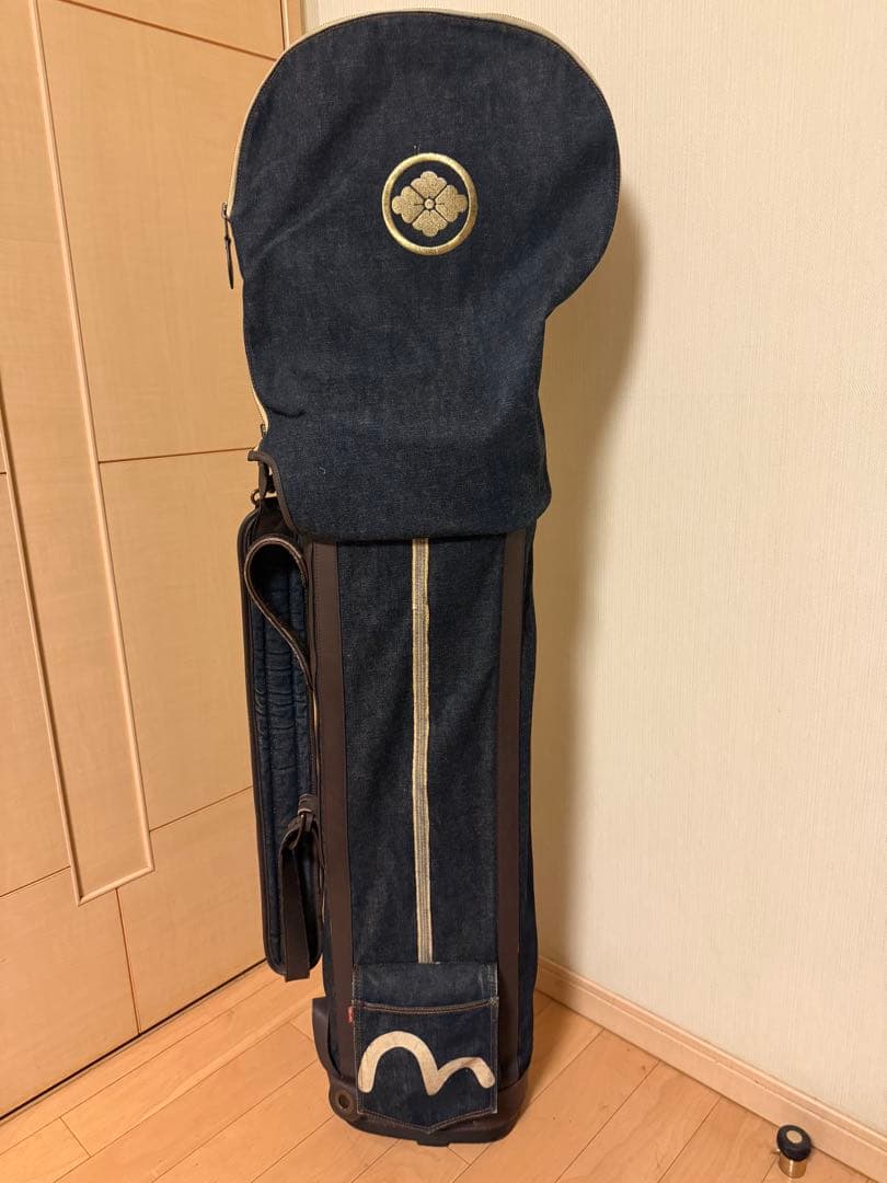 【希少品】エヴィス（EVISU）フード一体型キャディバッグ・デニム生地