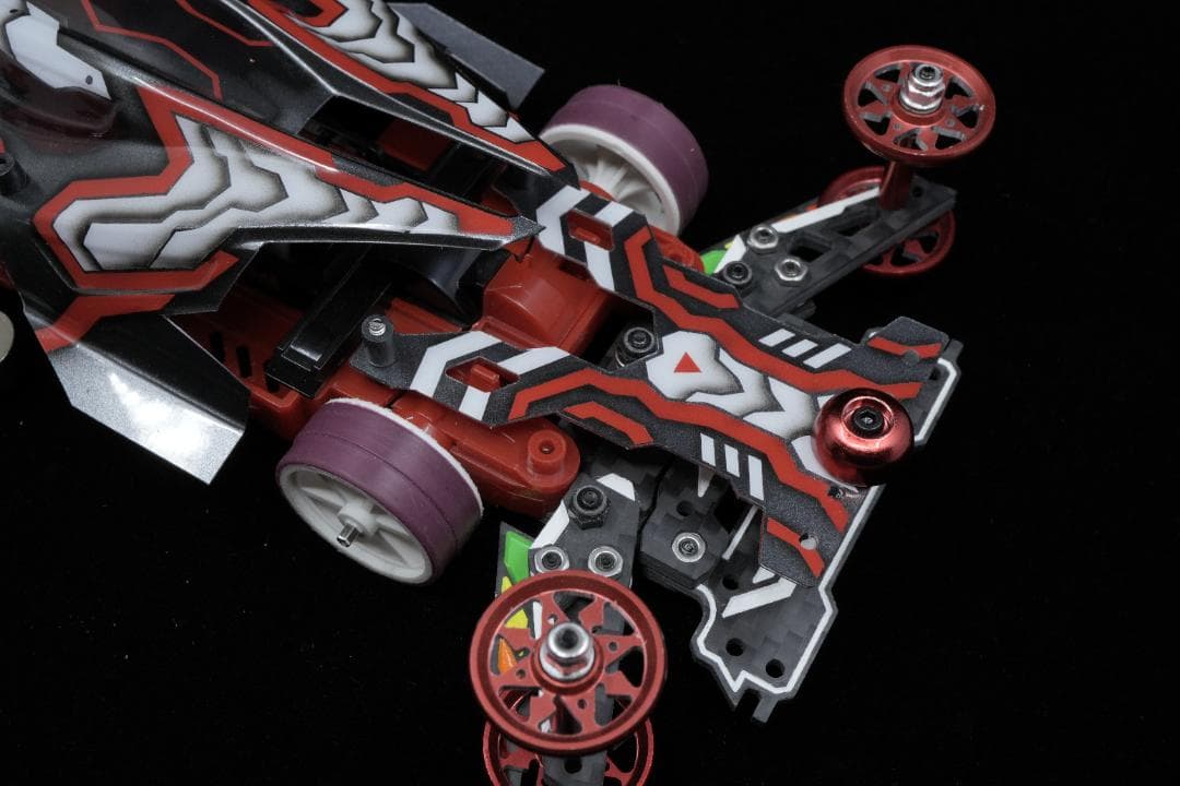 ミニ四駆 MSフレキ 完成品　Type-F x デュアルリッジ　赤機甲