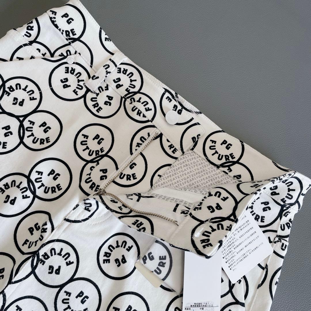 新品タグ付き未使用品 パーリーゲイツ スカート 0/S 総柄 ホワイト