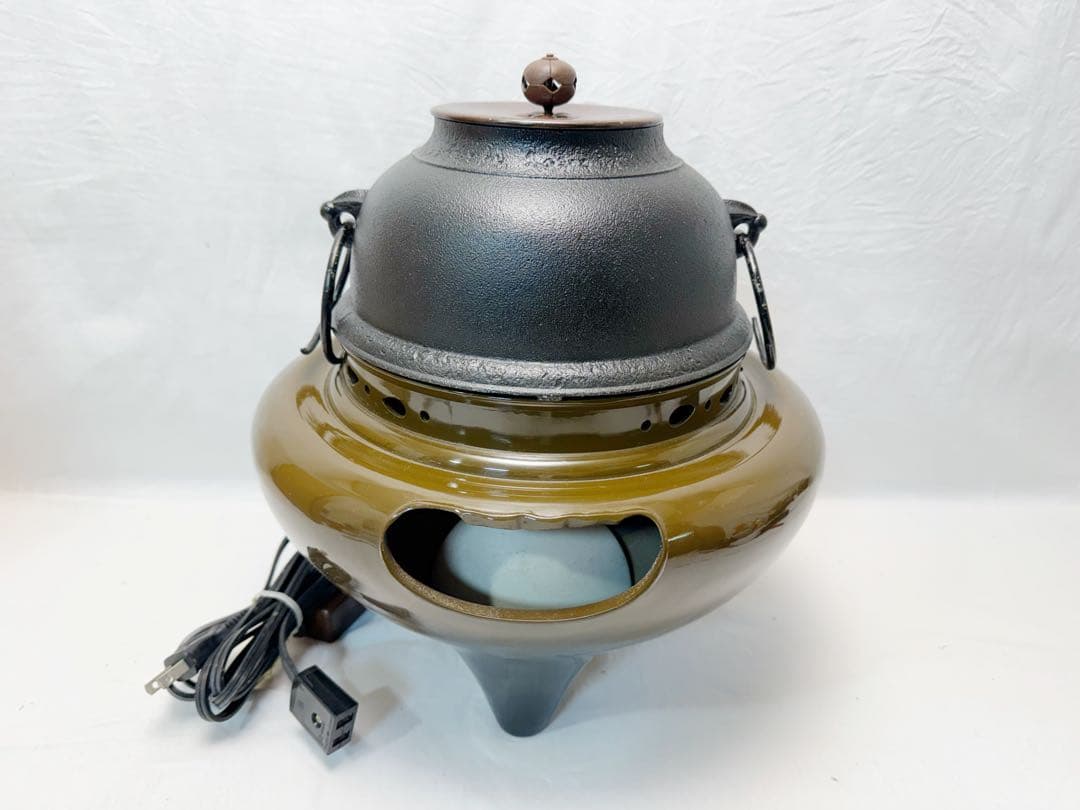 美品 野々田合金製 朝鮮風炉型電熱器 コントローラー式 風炉釜 前瓦