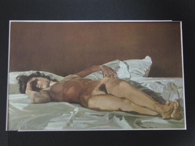 三栖右嗣、【裸婦】、人気画家、希少な額装用画集より、美品、新品額装付