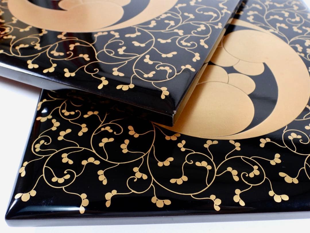 茶道具 輪島塗 上等黒内梨地金蒔絵 五段重 重箱