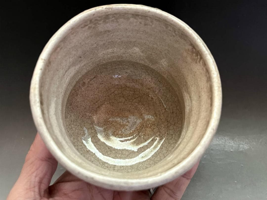 茶碗■白楽茶碗 筒茶碗 楽茶碗 仕覆付き 合わせ箱 お茶道具 時代物 骨董品■