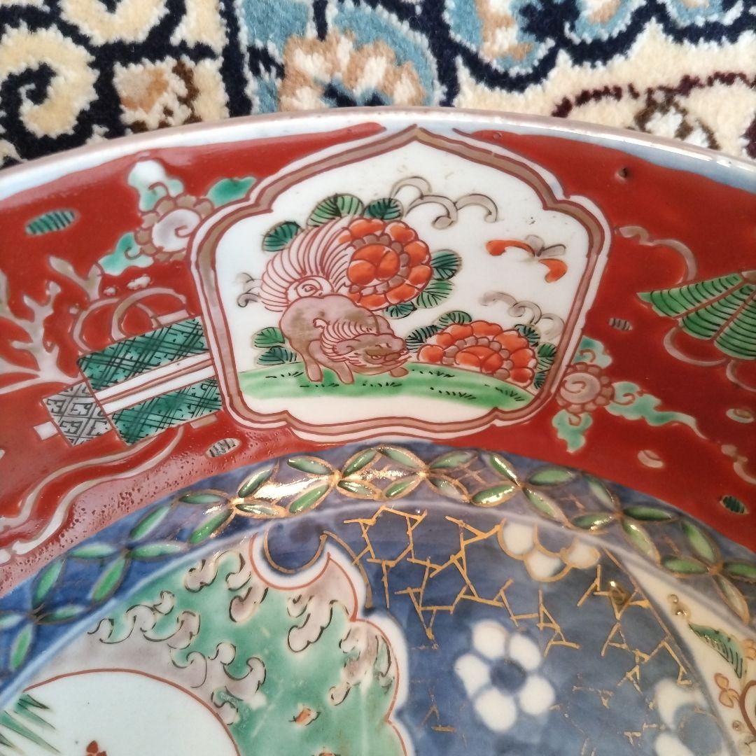 時代 色絵 三組 鉢 骨董 江戸 アンティーク 雪輪 古伊万里 大聖寺伊万里