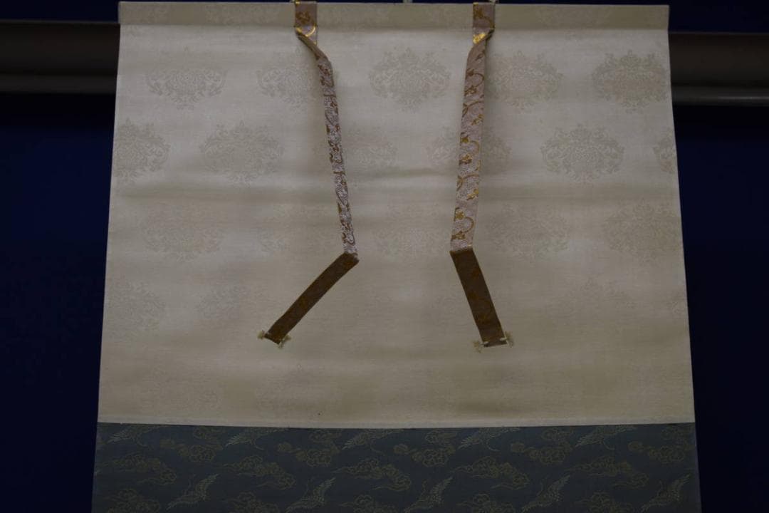 真作/尾竹国観/明治天皇御製/桜散る旭日画賛/布袋屋掛軸HH-946