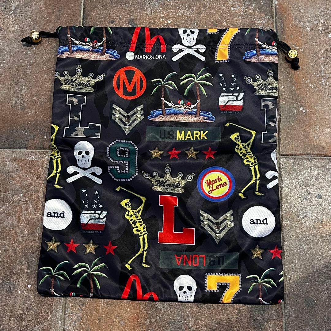 楽市楽座 MARK＆LONA ビッグトートバッグ 総柄 スカル ボストン