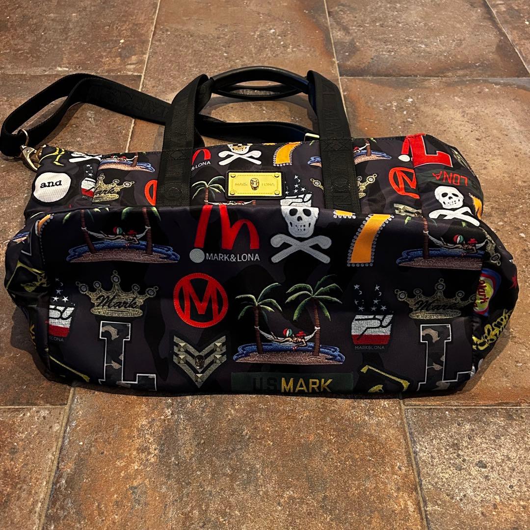 楽市楽座 MARK＆LONA ビッグトートバッグ 総柄 スカル ボストン