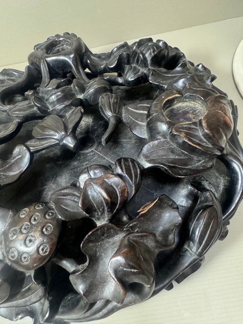 2175 骨董　色絵魚文　金魚鉢　花台付き　根木風　時代物