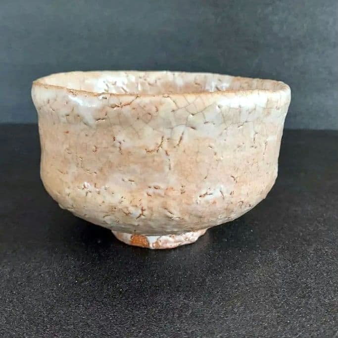 萩焼　抹茶茶碗　茶道具　宇田川聖谷造 　淡いベージュ