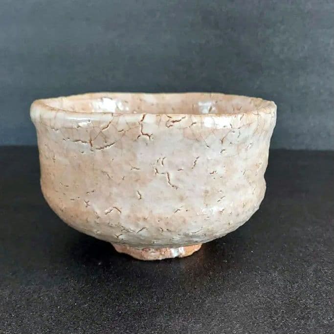 萩焼　抹茶茶碗　茶道具　宇田川聖谷造 　淡いベージュ