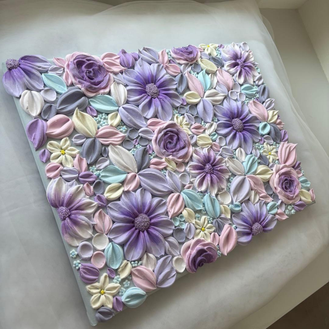 テクスチャーアート　花束　壁掛け　韓国　現代アート　インテリア　フラワーアート