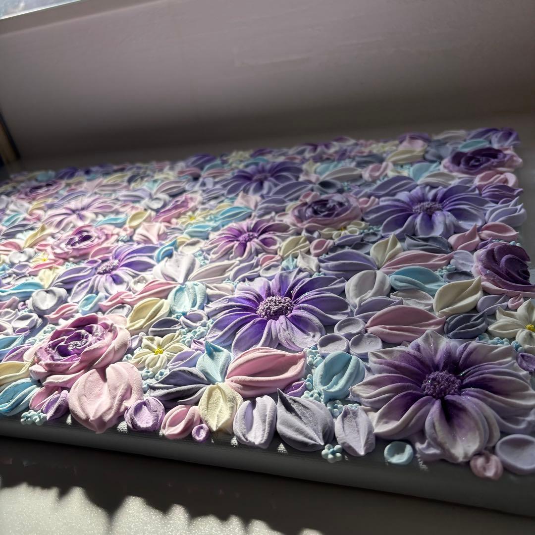 テクスチャーアート　花束　壁掛け　韓国　現代アート　インテリア　フラワーアート