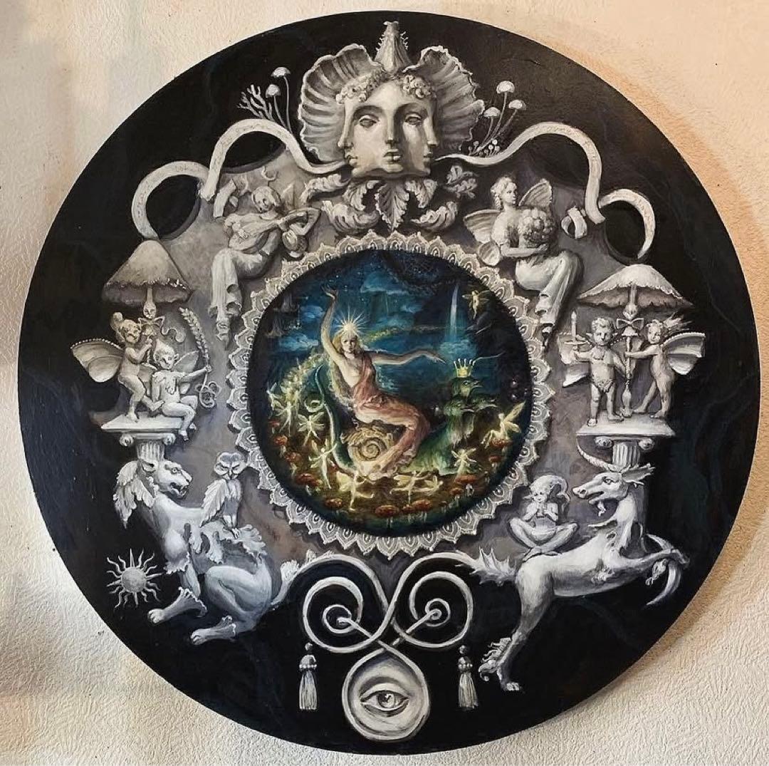 アクリル画 神話的女性像　西洋画　彫刻　インテリア　魔女　絵画　現代アート　スイ