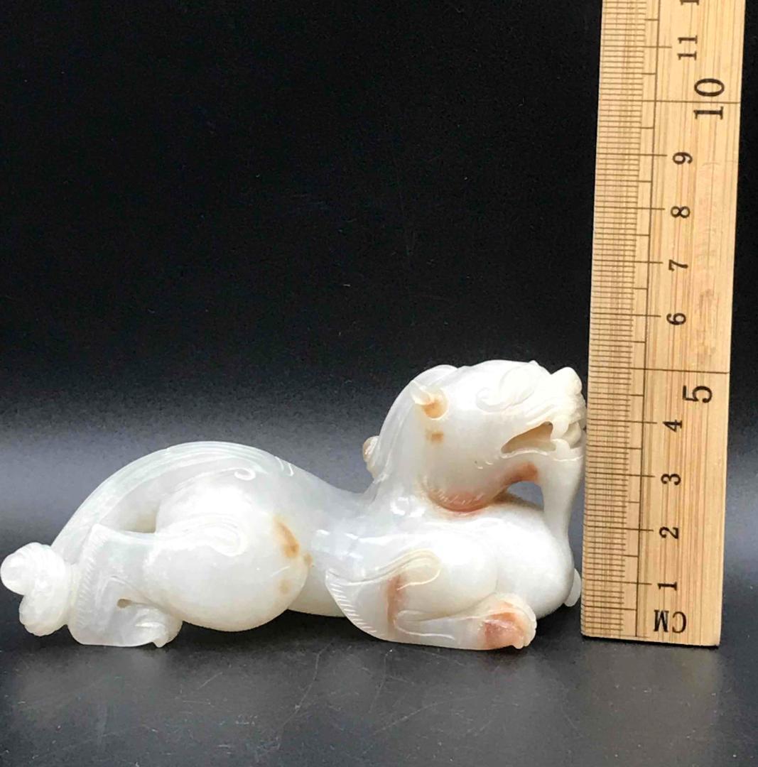 中国古美術　明時代　古玉石 和田玉 山海經 聚財富瑞獸 神獸貔貅(F-31)